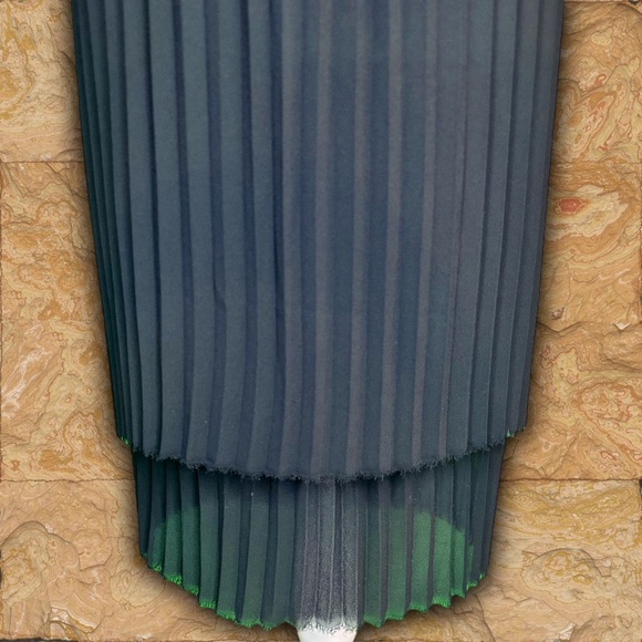 LOYD/FORD Black Pleated Chiffon Slit Front Elasticized Waist Midi Skirt Size 8 - Picture 10 of 15